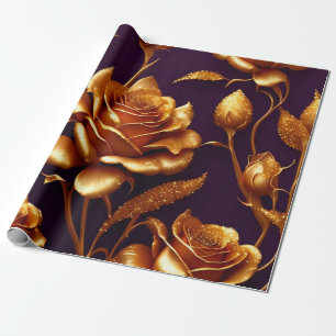Luxury Big Gold Roos Modern Collectie Cadeaupapier
