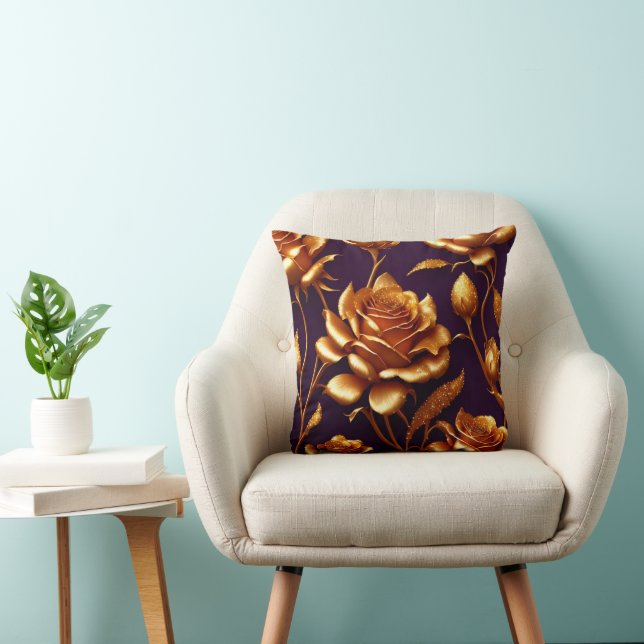 Luxury Big Gold Roos Modern Collectie Kussen (Stoel)