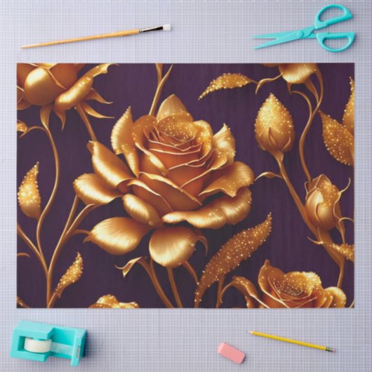 Luxury Big Gold Roos Modern Collectie Tissuepapier (Craft)