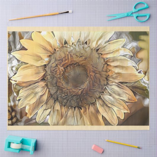 Luxury Big Waterverf Sunflower Collectie Tissuepapier (Craft)