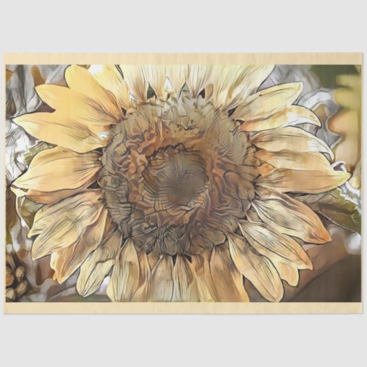 Luxury Big Waterverf Sunflower Collectie Tissuepapier (Voorkant)