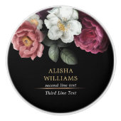 Luxury Black - Aangepaste Floral Keramische Knop (Voorkant)
