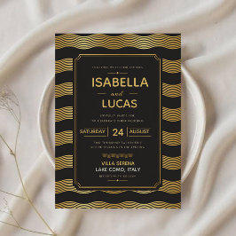 Luxury Black and Gold Art Deco Elegant Gatsby Kaart