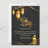 Luxury Black and Gold Lantern Iftar Dinner Kaart (Achterkant)