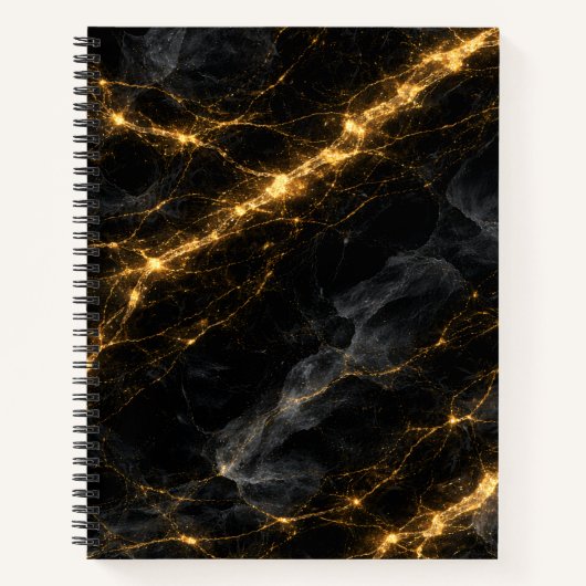 Luxury Black and Gold Marble Spiral Notebook Notitieboek (Voorkant)