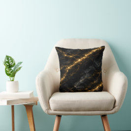 Luxury Black and Gold Marble Throw Pillow Kussen