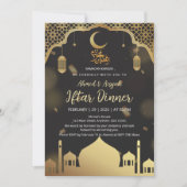 Luxury Black and Gold Mosque Iftar Dinner Kaart (Voorkant)