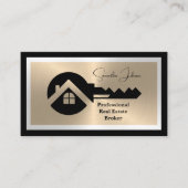 Luxury Black and Gold QR Code Photo Real Estate  Visitekaartje (Voorkant)