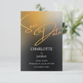 Luxury Black and Gold Save the Date Wedding Card (Staand voorkant)