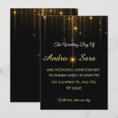 Luxury Black and Gold Wedding Invitation - Elegant (Voorkant / Achterkant)