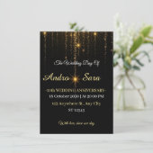 Luxury Black and Gold Wedding Invitation - Elegant (Staand voorkant)