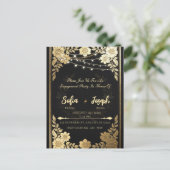 Luxury Black and Gold Wedding Invitation - Elegant Briefkaart (Staand voorkant)