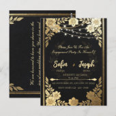 Luxury Black and Gold Wedding Invitation - Elegant Briefkaart (Voorkant / Achterkant)