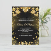 Luxury Black and Gold Wedding Invitation Kaart (Staand voorkant)