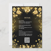 Luxury Black and Gold Wedding Invitation Kaart (Achterkant)