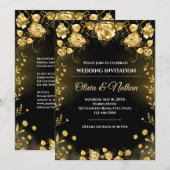 Luxury Black and Gold Wedding Invitation Kaart (Voorkant / Achterkant)