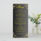 Luxury Black and Gold Wedding Menu Card (Staand voorkant)