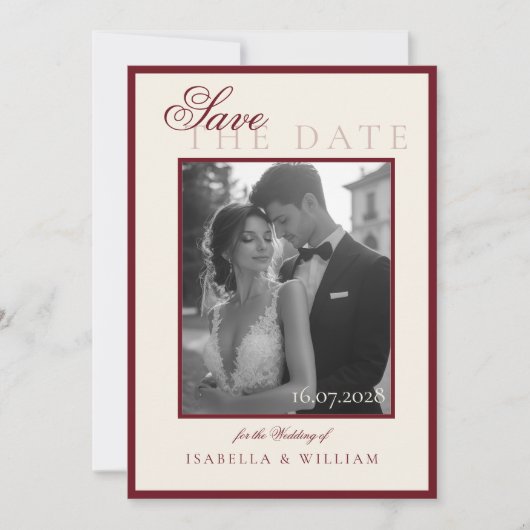 Luxury Black and white Photo Save the Date Kaart (Voorkant)
