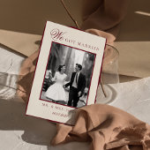 Luxury Black and white photo Wedding Announcement Kaart