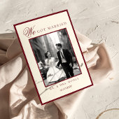 Luxury Black and white photo Wedding Announcement Kaart