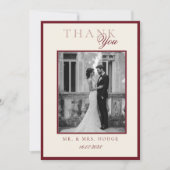 Luxury Black and white photo Wedding Thank You Kaart (Voorkant)