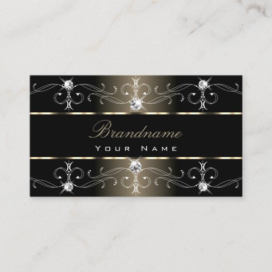 Luxury Black Beige  grenzen Juwelen Ornamenten Visitekaartje (Voorkant)