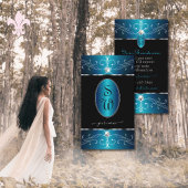 Luxury Black Blauwgroen Blue  Ornamenten Initialen Visitekaartje