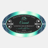 Luxury Black Blauwgroen productlabels diamanten ha Ovale Sticker (Voorkant)