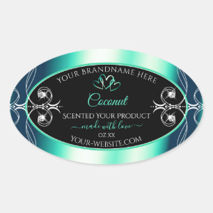Luxury Black Blauwgroen productlabels diamanten ha Ovale Sticker