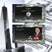 Luxury Black Blue Glitter met Logo Diamonds Foto Visitekaartje