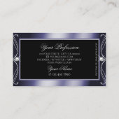 Luxury  Black Blue Sparkle Diamonds Ornament Visitekaartje (Achterkant)