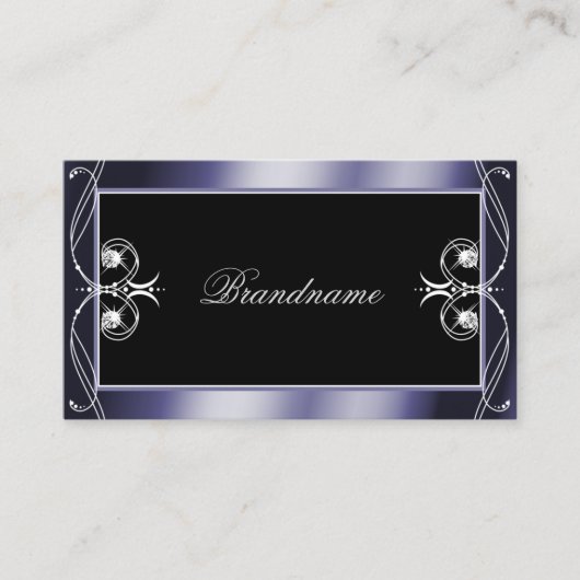Luxury  Black Blue Sparkle Diamonds Ornament Visitekaartje (Voorkant)