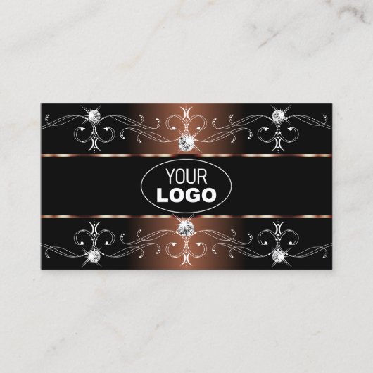 Luxury Black Brown  Borders Joden met Logo Visitekaartje (Voorkant)
