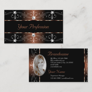 Luxury Black Brown Borders Joden voegen foto toe Visitekaartje
