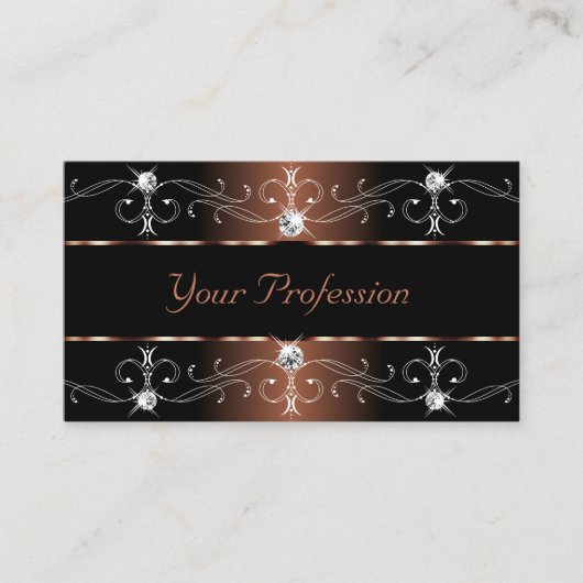 Luxury Black Brown  Borders Joden voegen foto toe Visitekaartje (Voorkant)