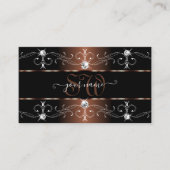 Luxury Black Brown Borders juwelen monogram Visitekaartje (Voorkant)