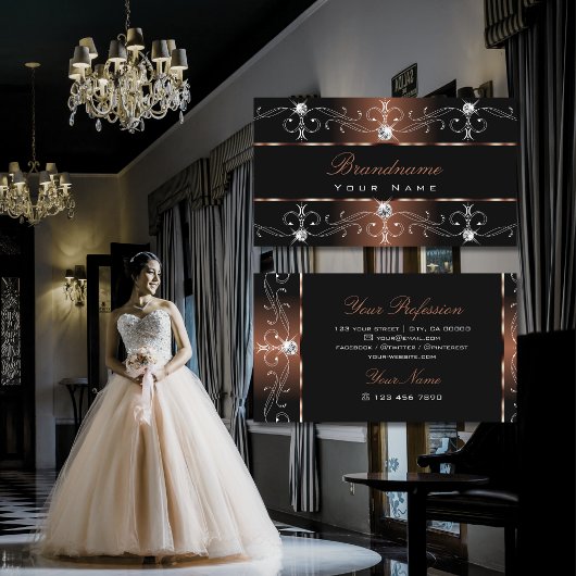 Luxury Black Brown  Borders Juwelen Ornamenten Visitekaartje