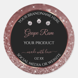 Luxury Black Burgundy Glitter Product Label Jewels
