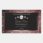 Luxury Black Burgundy Glitter Product Labels Logo (Voorkant)
