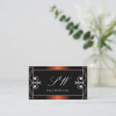 Luxury Black Copper Sparkle Jewels Monogram  Visitekaartje (Staand voorkant)