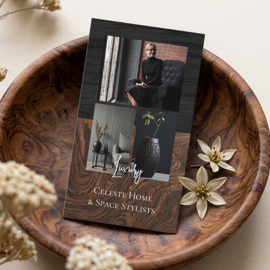 Luxury Black Elegant Photo Layout Real Estate  Visitekaartje