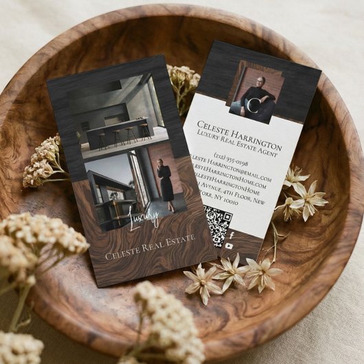 Luxury Black Elegant Photo Layout Real Estate  Visitekaartje