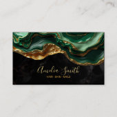 Luxury Black & Emerald Green Marble with Gold Glit Visitekaartje (Voorkant)