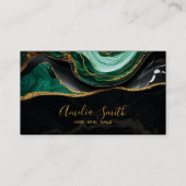 Luxury Black & Emerald Green Marble with Gold Visitekaartje (Voorkant)