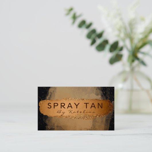 Luxury Black en Bronze Mobile Spray Tan Visitekaartje (Staand voorkant)