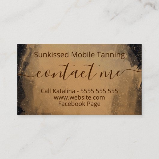 Luxury Black en Bronze Mobile Spray Tan Visitekaartje (Achterkant)