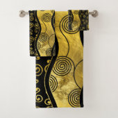 Luxury Black en Gold African Pattern Bad Handdoek (Insitu)