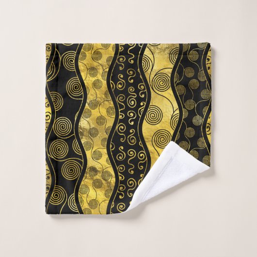 Luxury Black en Gold African Pattern Bad Handdoek (Wasdoekje)