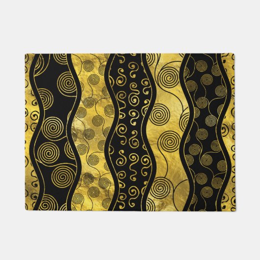 Luxury Black en Gold African Pattern Deurmat (Voorkant)