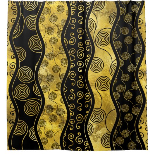 Luxury Black en Gold African Pattern Douchegordijn (Voorkant)